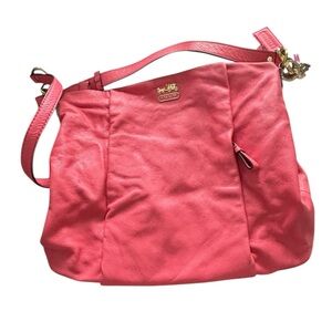 Coach 21224 Madison Isabelle Leather Shoulder Hobo Bag Coral Papaya Pink Orange
